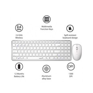 RAPOO KEYBOARD MOUSE COMBO WIRELESS (9300M) WHITE - Image 3