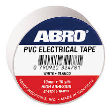 ABRO PVC ELECTRICAL INSULATION TAPE 18MM X 0.125MM X 6M (PACK OF 30) (WHITE)