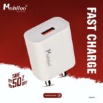 MOBILOO 2.4 AMP SINGLE USB CHARGER WITH CABLE TC-11