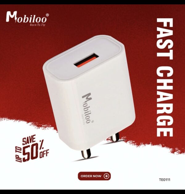 MOBILOO 2.4 AMP SINGLE USB CHARGER WITH CABLE TC-11