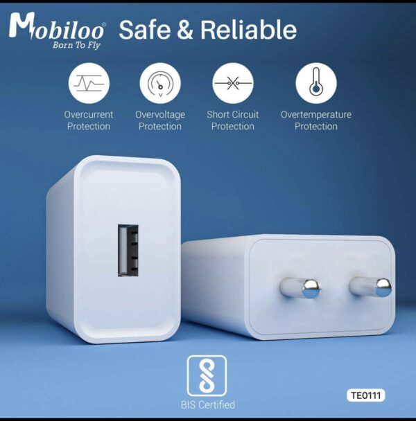 MOBILOO 2.4 AMP SINGLE USB CHARGER WITH CABLE TC-11 - Image 3