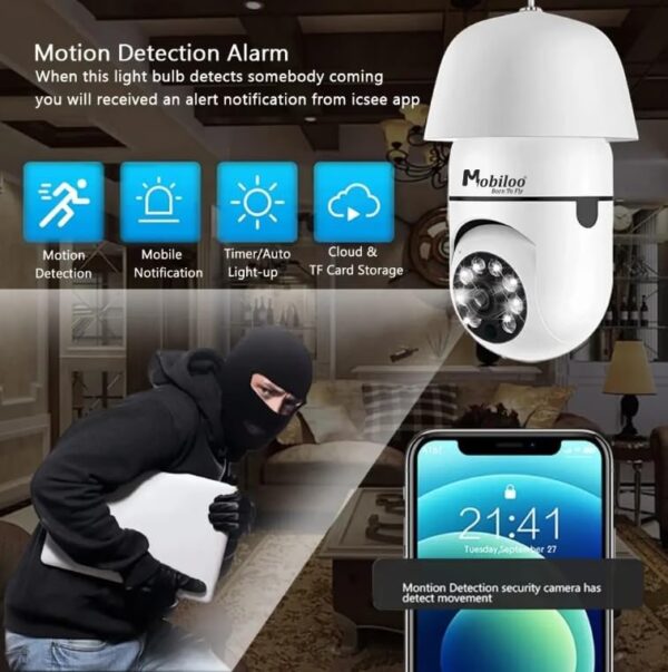 MOBILOO 3MP BULB WIFI CAMERA WITH NIGHT VISION - Image 5