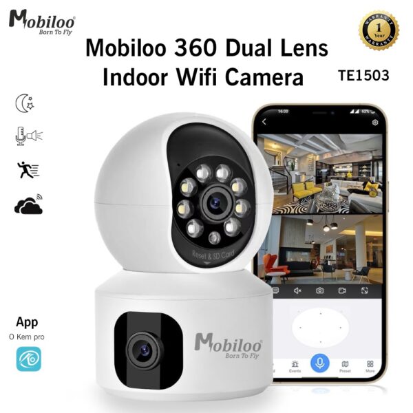 MOBILOO 360 DUAL LENS INDOOR WIFI CAMARA