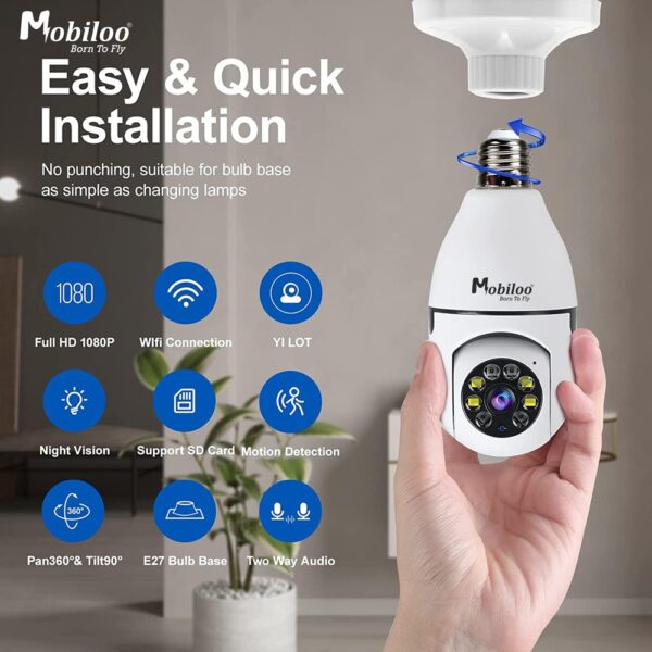 MOBILOO 3MP BULB WIFI CAMERA WITH NIGHT VISION - Image 4
