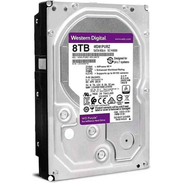 WD 8TB PURPLE SATA 3.5 Inch Surveillance CCTV Hard Disk - Image 2