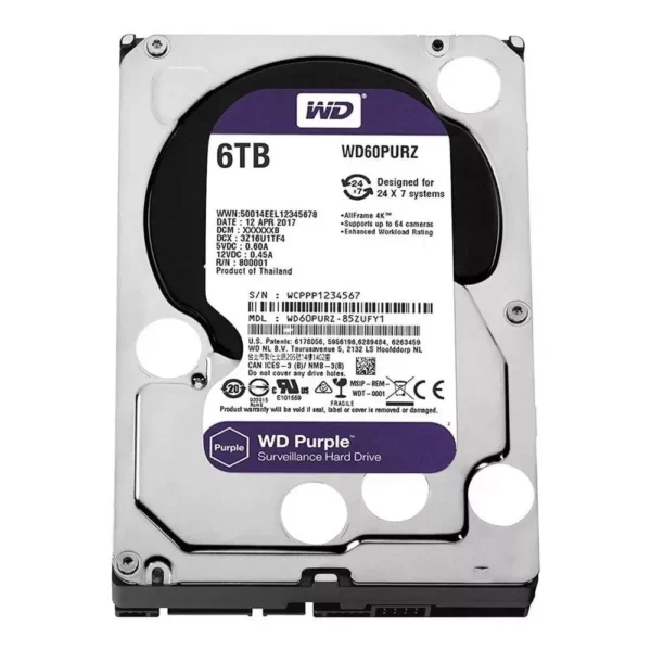 WD 6TB PURPLE SATA 3.5 Inch Surveillance CCTV Hard Disk